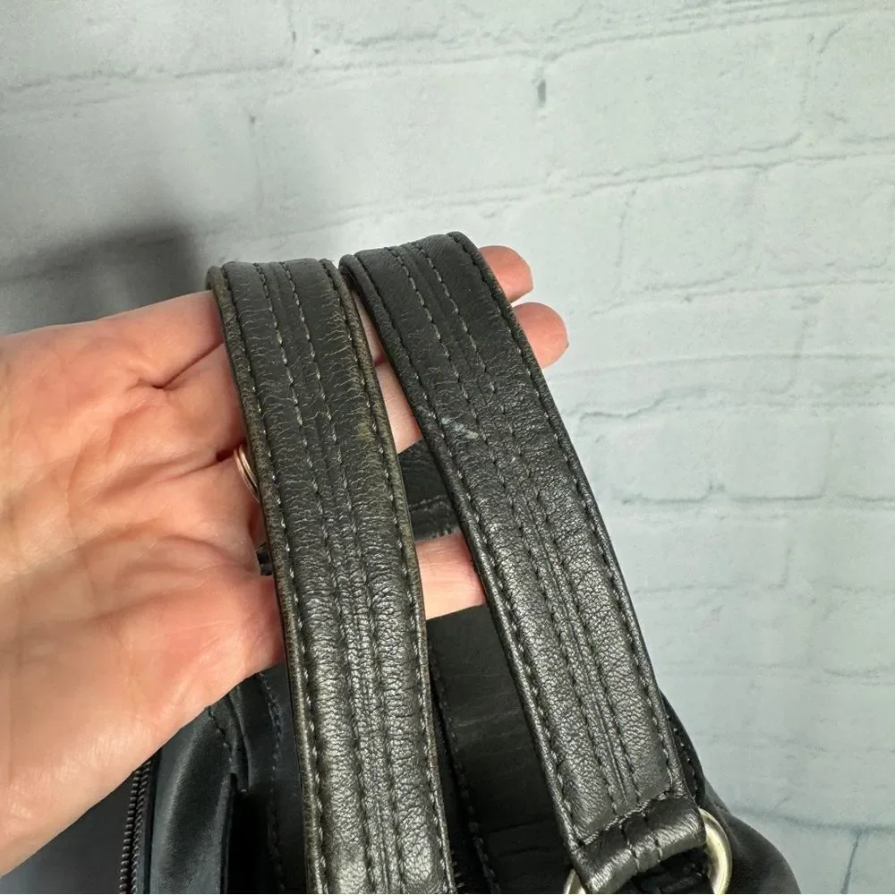 Banana Republic Charcoal Lambskin Leather Slouchy Satchel Hobo Quiet Luxury
